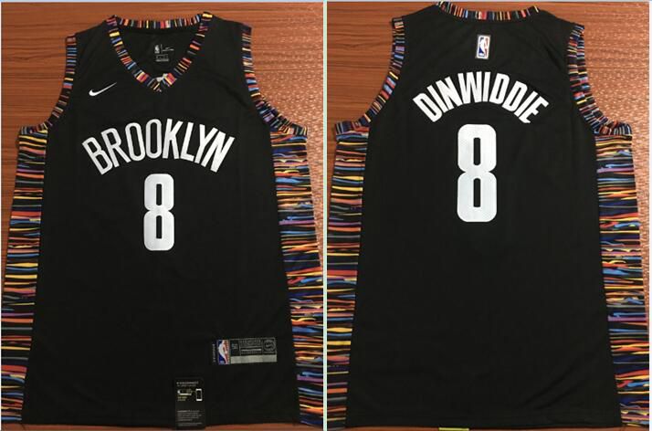 Men Brooklyn Nets 8 Dinwiddie Black Nike Game NBA Jerseys